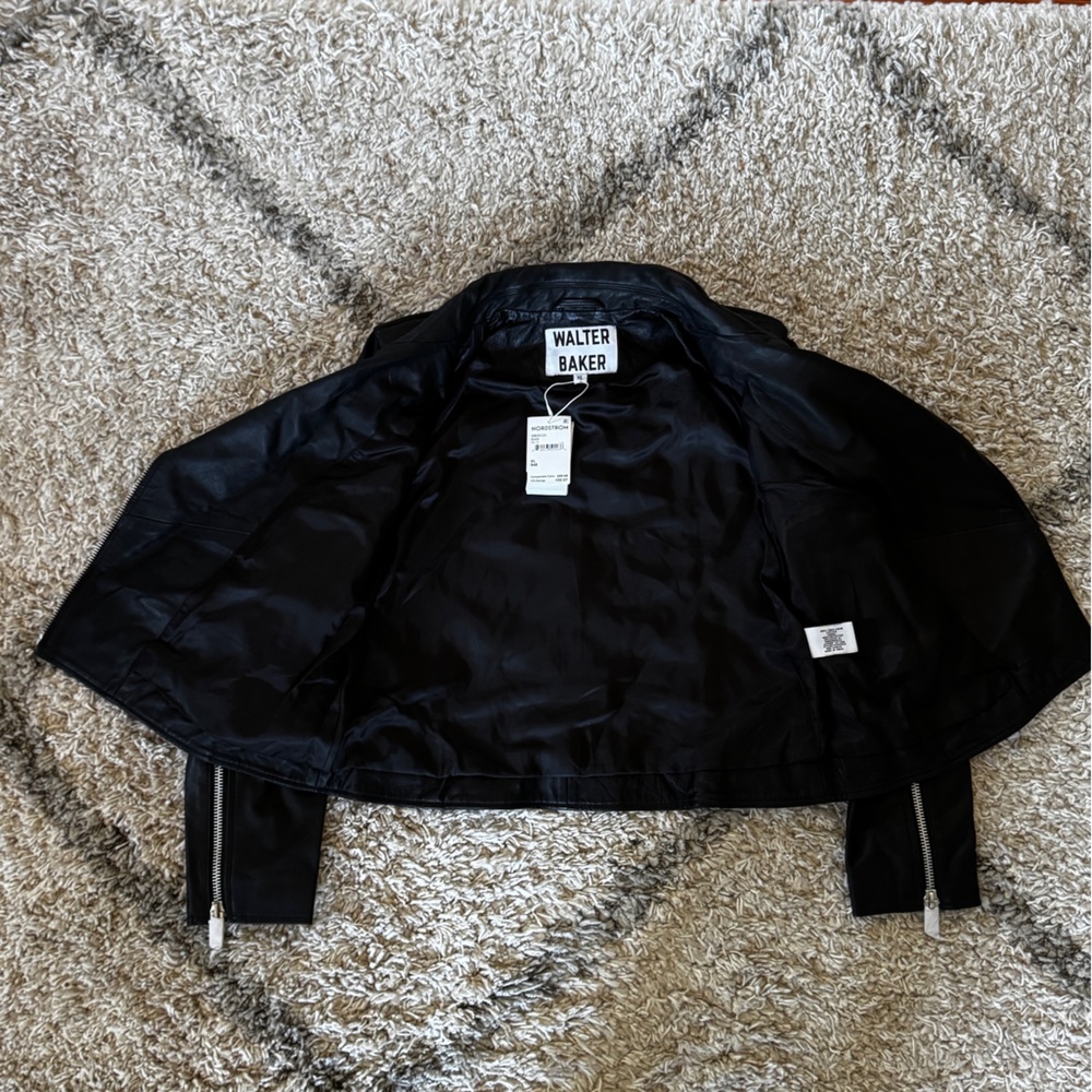 Walter Baker Black Moto Leather Jacket - Picture 6 of 12